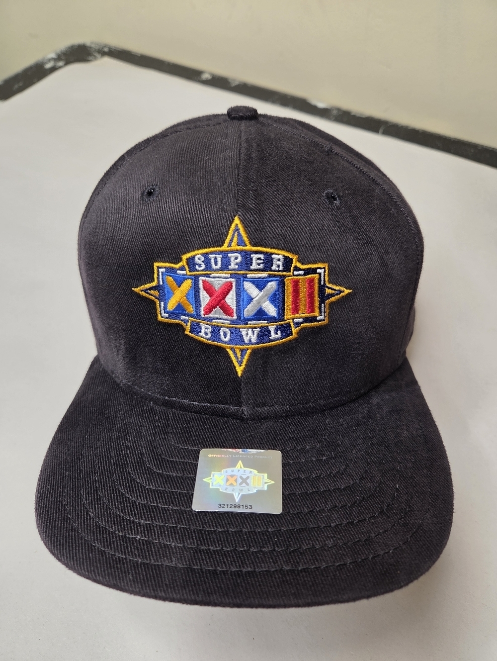 Vintage New Era Super Bowl XXXII NFL Films Strapback Hat Black Leather Strap USA
